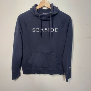 Champion Seaside Florida Navy Blue Pullover Hoodie Sweatshirt Unisex Small (S)